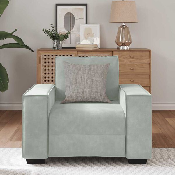 vidaXL Sillón sofá gris claro 60 cm terciopelo
