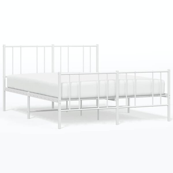 vidaXL Estructura cama sin colch&oacute;n con estribo metal blanco 120x200 cm