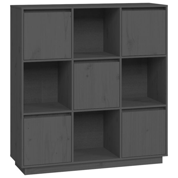 vidaXL Aparador alto de madera maciza de pino gris 110,5x35x117 cm