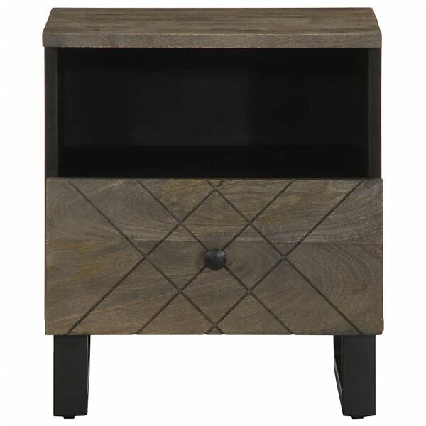 vidaXL Mesita de noche de madera maciza de mango negra 40x33x46 cm