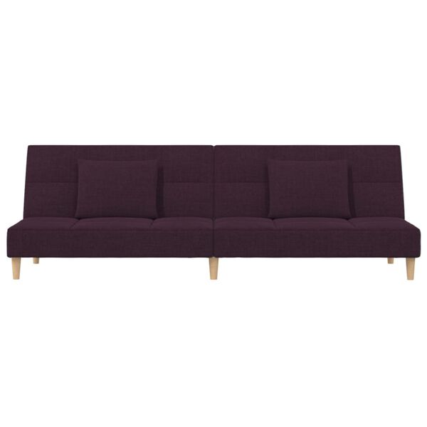 vidaXL Sof&aacute; cama de 2 plazas con dos almohadas tela morado
