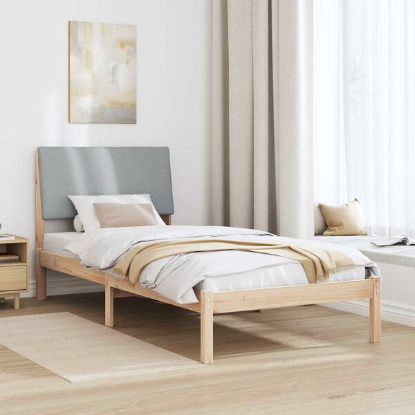 vidaXL Estructura de cama con cabecera Marrón y gris claro 90 x 190 cm