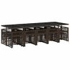 vidaXL Set comedor de jard&iacute;n y cojines 15 pzas rat&aacute;n sint&eacute;tico marr&oacute;n