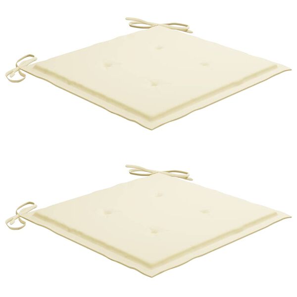 vidaXL Sillas de jard&iacute;n plegables 2 uds cojines madera maciza acacia