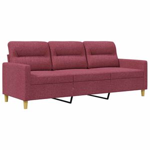 vidaXL Sof&aacute; de 3 plazas de tela rojo tinto 180 cm