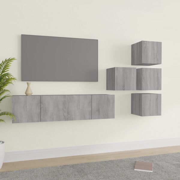 vidaXL Set de muebles para TV 6 pzas madera contrachapada gris Sonoma