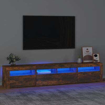 vidaXL Mueble de TV con luces LED color roble ahumado 210x35x40 cm