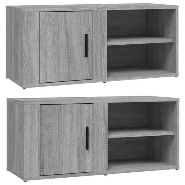 vidaXL Mueble TV 2 uds madera contrachapada gris Sonoma 80x31,5x36 cm