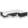 vidaXL Set muebles de jard&iacute;n 11 pzas y cojines rat&aacute;n sint&eacute;tico negro