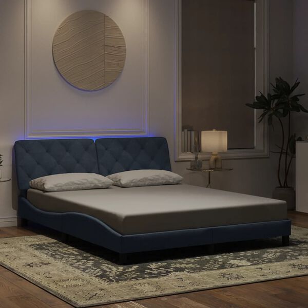 vidaXL Estructura de cama con LED sin colch&oacute;n terciopelo gris oscuro 160x200 cm