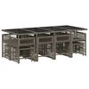 vidaXL Set comedor de jard&iacute;n con cojines 13 pzas rat&aacute;n sint&eacute;tico gris