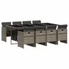 vidaXL Set comedor jard&iacute;n 9 pzas y cojines rat&aacute;n sint&eacute;tico gris