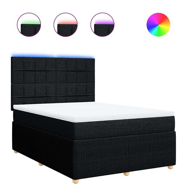 vidaXL Cama box spring con colch&oacute;n tela negro 140x200 cm