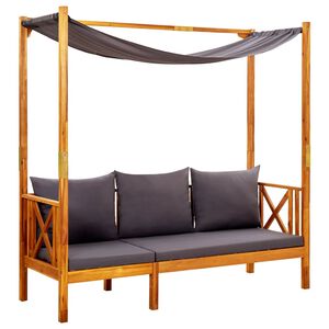 vidaXL Banco de jard&iacute;n con toldo madera maciza de acacia