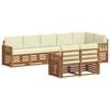 vidaXL Conjunto de sof&aacute;s de exterior 8 uds. Natural y Crema Poli&eacute;ster