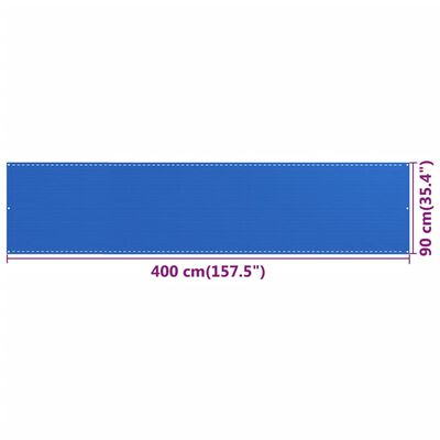 vidaXL Toldo para balcón HDPE azul 90x400 cm