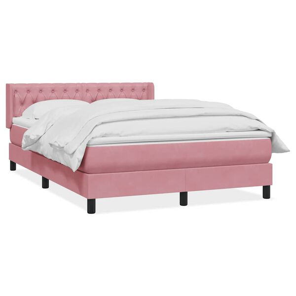 vidaXL Cama box spring con colch&oacute;n terciopelo rosa 140x220 cm
