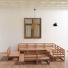 vidaXL Muebles de jard&iacute;n 11 pzas y cojines marr&oacute;n miel madera pino