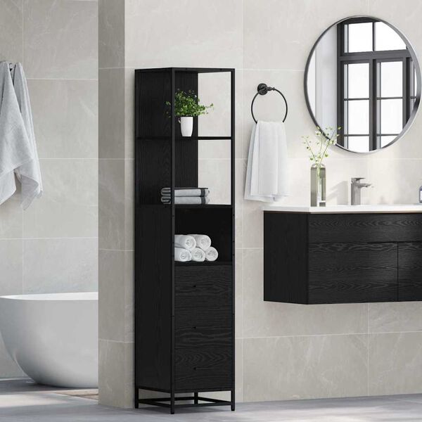 vidaXL Juego de muebles de ba&ntilde;o Roble Negro 35 x 37,5 x 166 cm
