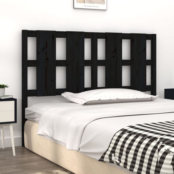 vidaXL Cabecero de cama madera maciza de pino negro 140,5x4x100 cm