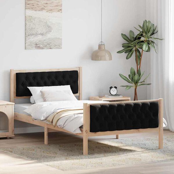 vidaXL Estructura de cama Negro 100 x 200 cm Madera de pino macizo