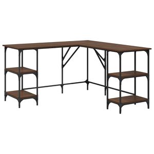 vidaXL Escritorio madera de ingenier&iacute;a roble marr&oacute;n 139x139x75 cm