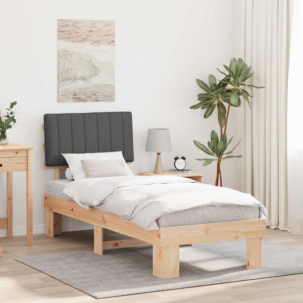 vidaXL Estructura de Cama con Cabecera Tapizada Gris oscuro
