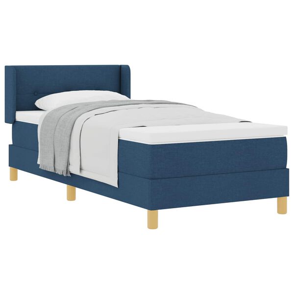 vidaXL Cama tipo Box Spring con colch&oacute;n Azul 200 x 90 cm Poli&eacute;ster