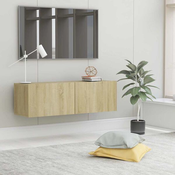 vidaXL Mueble para TV madera contrachapada color roble 100x30x30 cm