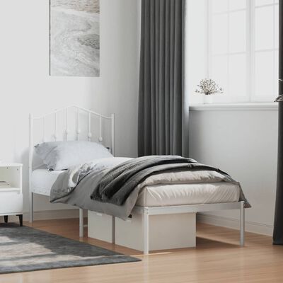 vidaXL Estructura de cama de metal con cabecero blanco 75x190 cm