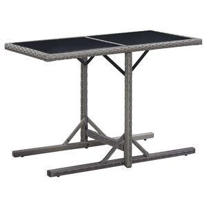 vidaXL Mesa de jard&iacute;n vidrio y rat&aacute;n sint&eacute;tico antracita 110x53x72 cm
