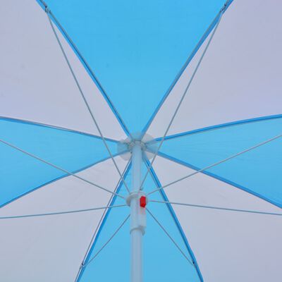 vidaXL Sombrilla refugio de playa de tela azul y blanca 180 cm