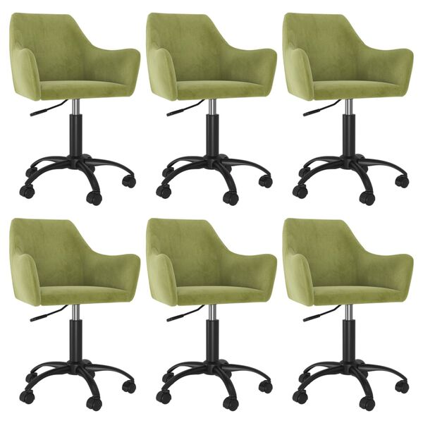 vidaXL Sillas de comedor giratorias 6 uds de terciopelo verde claro