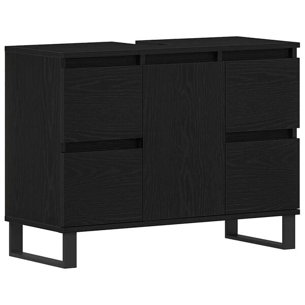 vidaXL Gabinete de Ba&ntilde;o con caj&oacute;n Roble Negro 80 x 33 x 60 cm