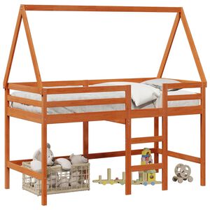 vidaXL Estructura de cama alta Marr&oacute;n Cera 90 x 190 cm Pino macizo