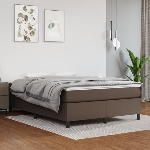 vidaXL Estructura de cama con somier cuero sint&eacute;tico marr&oacute;n 140x190cm