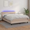 vidaXL Cama box spring colch&oacute;n LED cuero sint&eacute;tico capuchino 140x200cm