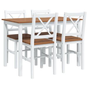 vidaXL Juego de muebles de comedor 5 piezas marr&oacute;n y blanco