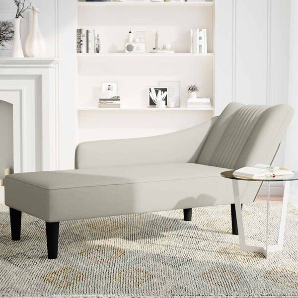 vidaXL Chaise longue con reposabrazos derecho terciopelo crema