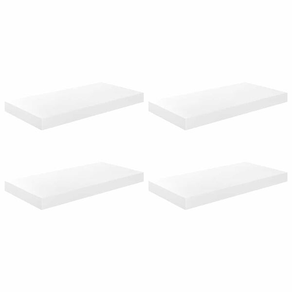 vidaXL Estante flotante de pared 4 uds MDF blanco brillo 50x23x3,8 cm