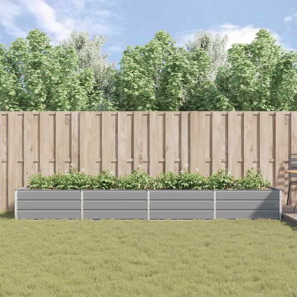 vidaXL Jardinera Gris Claro 195 x 100 x 45 cm Acero Galvanizado
