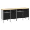 vidaXL Armario de trabajo 4 uds. Negro y Gris 200 x 55 x 85 cm