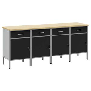 vidaXL Armario de trabajo 4 uds. Negro y Gris 200 x 55 x 85 cm