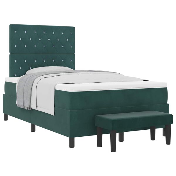 vidaXL Cama tipo Box Spring Verde oscuro 120 x 190 cm Terciopelo