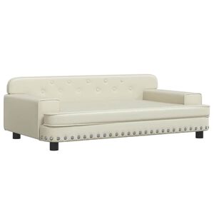 vidaXL Cama para perros de cuero sint&eacute;tico crema 90x53x30 cm