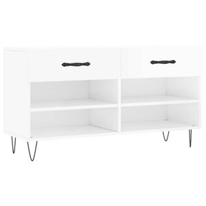 vidaXL Zapatero madera de ingenier&iacute;a blanco brillo 102x35x55 cm