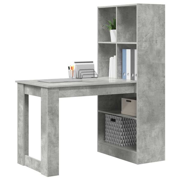 vidaXL Escritorio Gris Concreto 122 x 67 x 145 cm Madera de ingenier&iacute;a