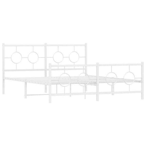vidaXL Estructura cama sin colchón con estribo metal blanco 160x200 cm