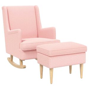 vidaXL Sill&oacute;n con Pouf 2 uds. Rosa Boucl&eacute;