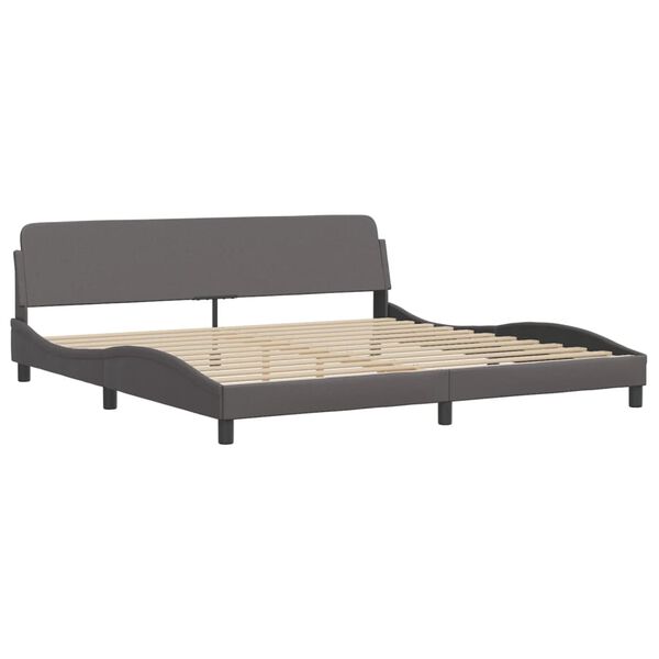 vidaXL Cama con colch&oacute;n Hvar cuero sint&eacute;tico gris 200x200 cm